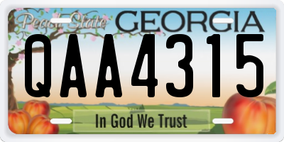 GA license plate QAA4315