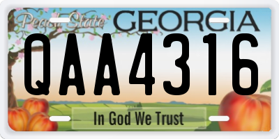 GA license plate QAA4316