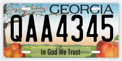 GA license plate QAA4345