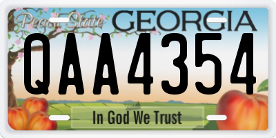 GA license plate QAA4354