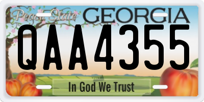 GA license plate QAA4355