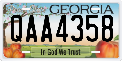 GA license plate QAA4358
