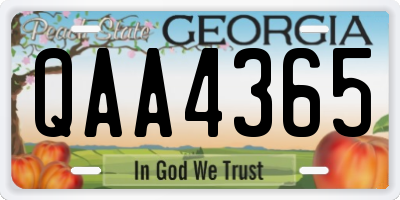 GA license plate QAA4365