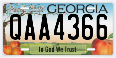 GA license plate QAA4366