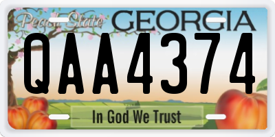GA license plate QAA4374