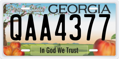 GA license plate QAA4377