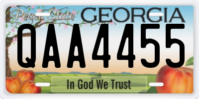 GA license plate QAA4455