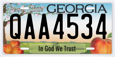 GA license plate QAA4534