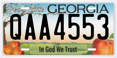 GA license plate QAA4553