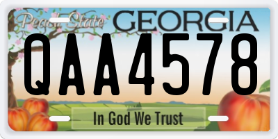 GA license plate QAA4578