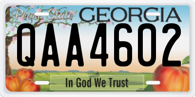 GA license plate QAA4602