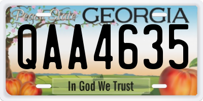 GA license plate QAA4635