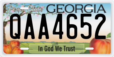 GA license plate QAA4652