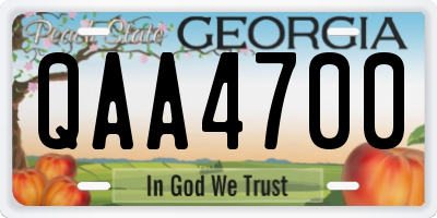 GA license plate QAA4700
