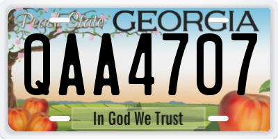 GA license plate QAA4707