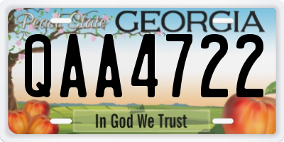 GA license plate QAA4722