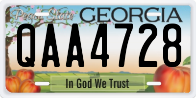 GA license plate QAA4728