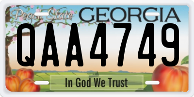 GA license plate QAA4749