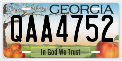 GA license plate QAA4752