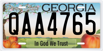 GA license plate QAA4765