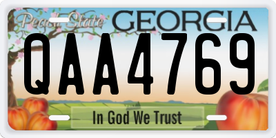 GA license plate QAA4769