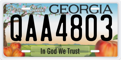GA license plate QAA4803