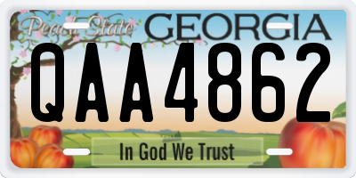 GA license plate QAA4862