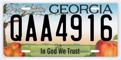 GA license plate QAA4916