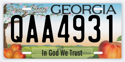 GA license plate QAA4931