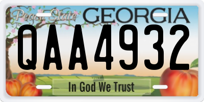 GA license plate QAA4932