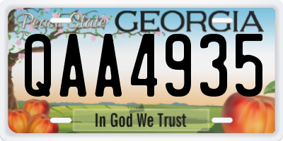 GA license plate QAA4935