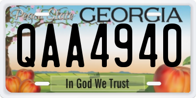 GA license plate QAA4940