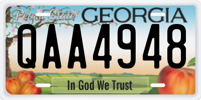 GA license plate QAA4948