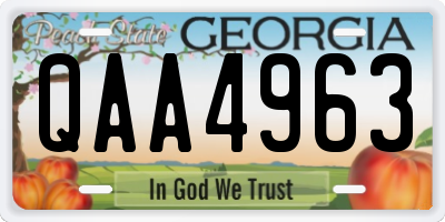 GA license plate QAA4963