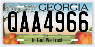 GA license plate QAA4966