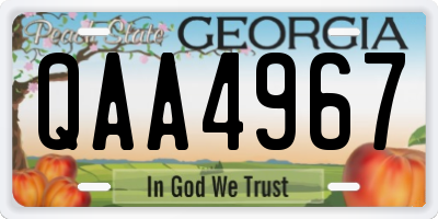 GA license plate QAA4967