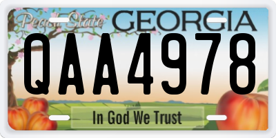 GA license plate QAA4978