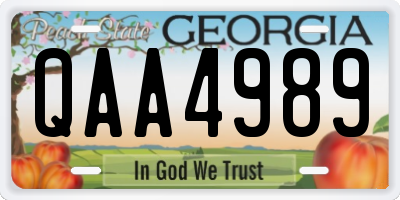 GA license plate QAA4989