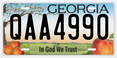 GA license plate QAA4990