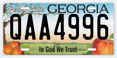 GA license plate QAA4996