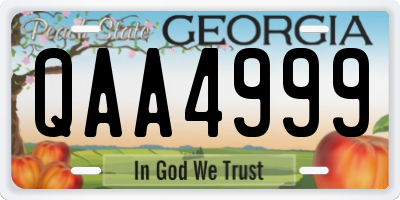 GA license plate QAA4999