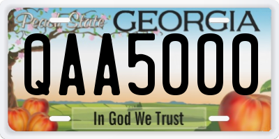 GA license plate QAA5000