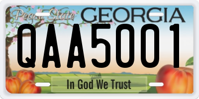 GA license plate QAA5001