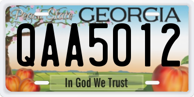 GA license plate QAA5012