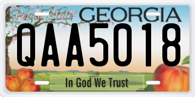 GA license plate QAA5018