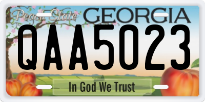 GA license plate QAA5023