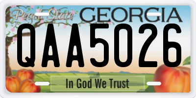GA license plate QAA5026