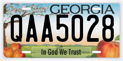 GA license plate QAA5028