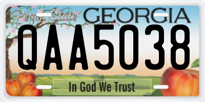 GA license plate QAA5038