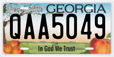 GA license plate QAA5049